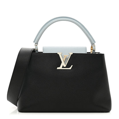 Louis Vuitton Taurillon Capucines MM Black Blue White 1 of 10