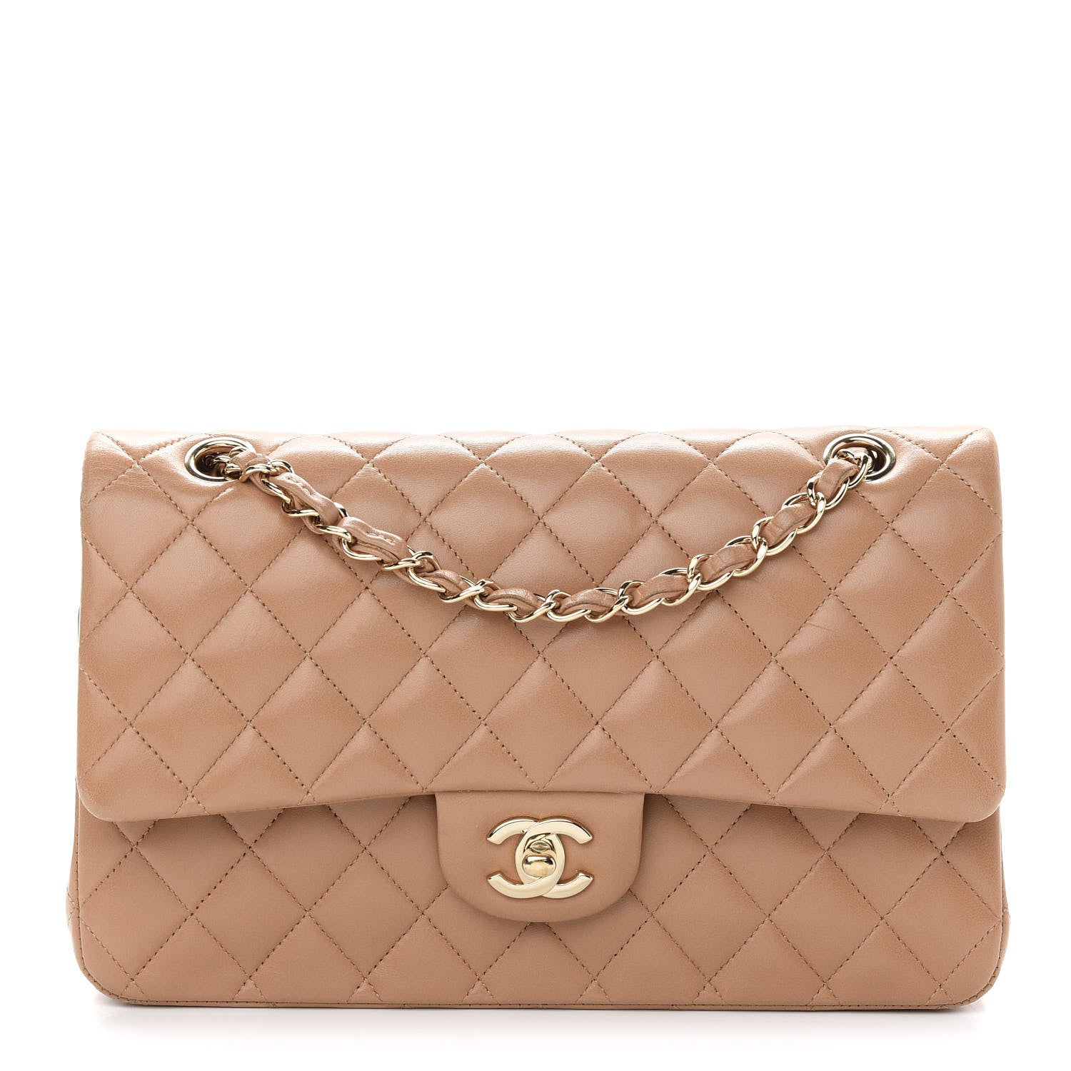 Chanel Lambskin Quilted Medium Double Flap Beige 1 of 9