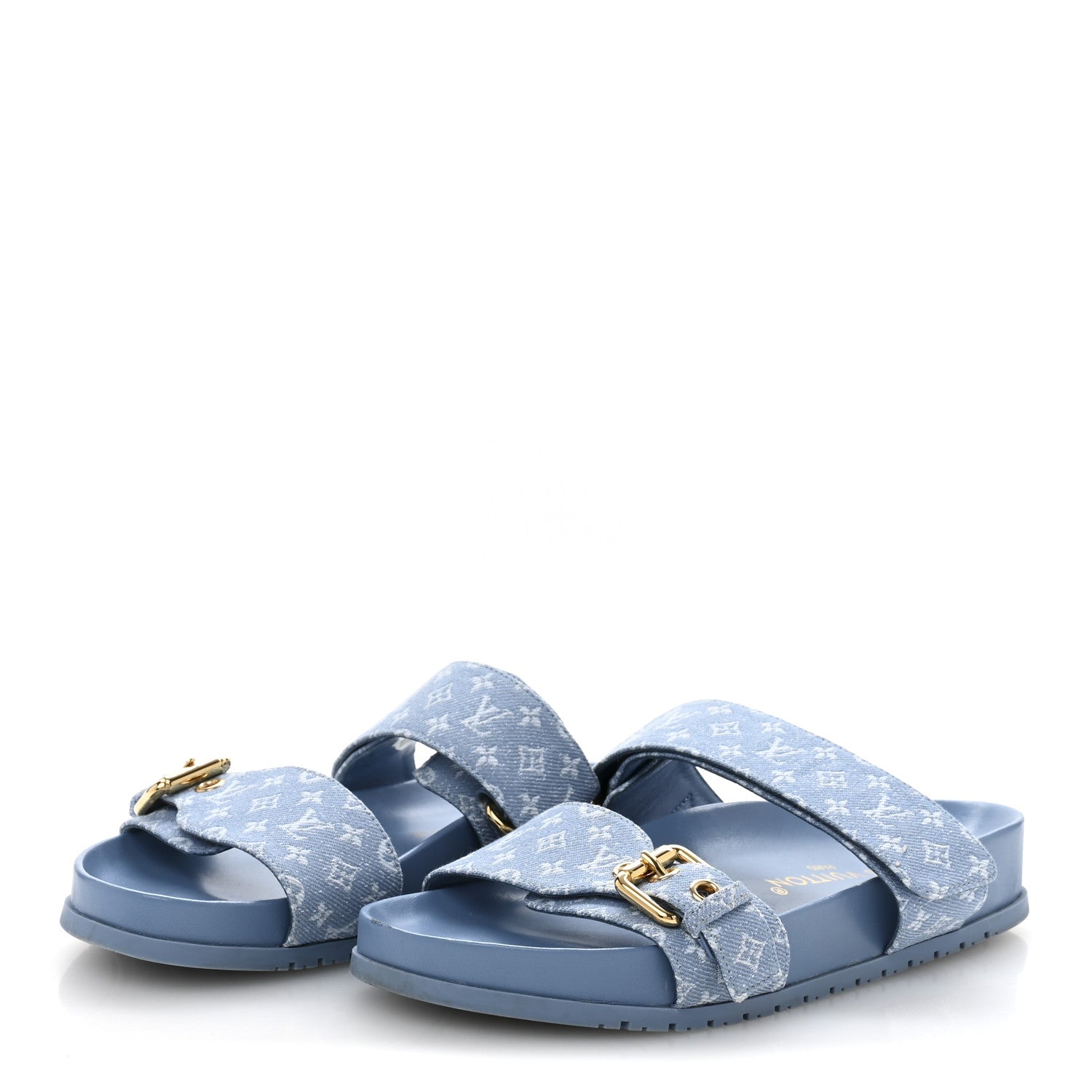 Louis Vuitton Monogram Jacquard Bom Dia Flat Comfort Mules 36 Blue 4 of 10