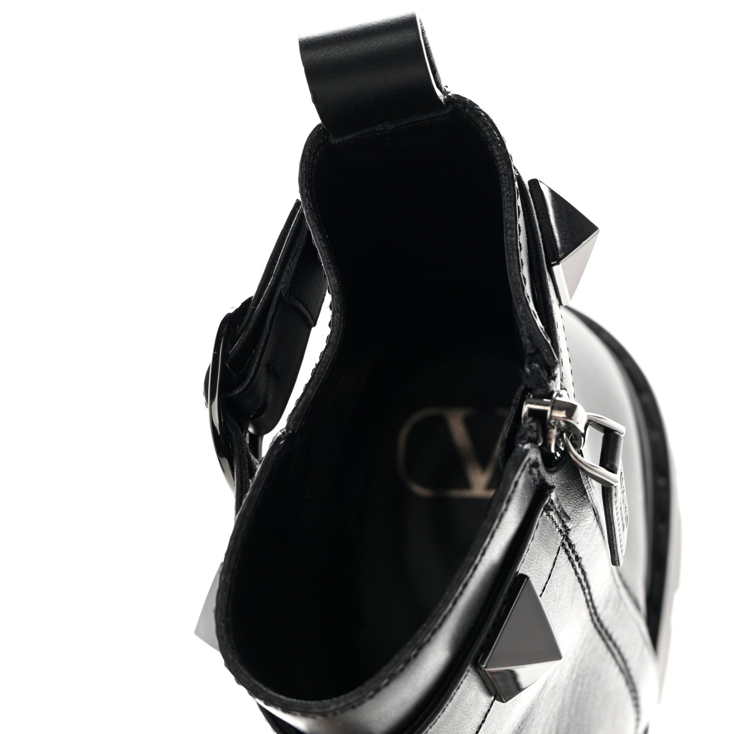 Valentino Garavani Calfskin Tonal Roman Stud 20/40mm Combat Boots 38 Black 11 of 14