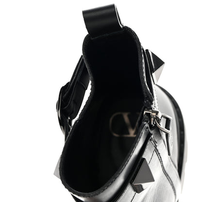 Valentino Garavani Calfskin Tonal Roman Stud 20/40mm Combat Boots 38 Black 11 of 14