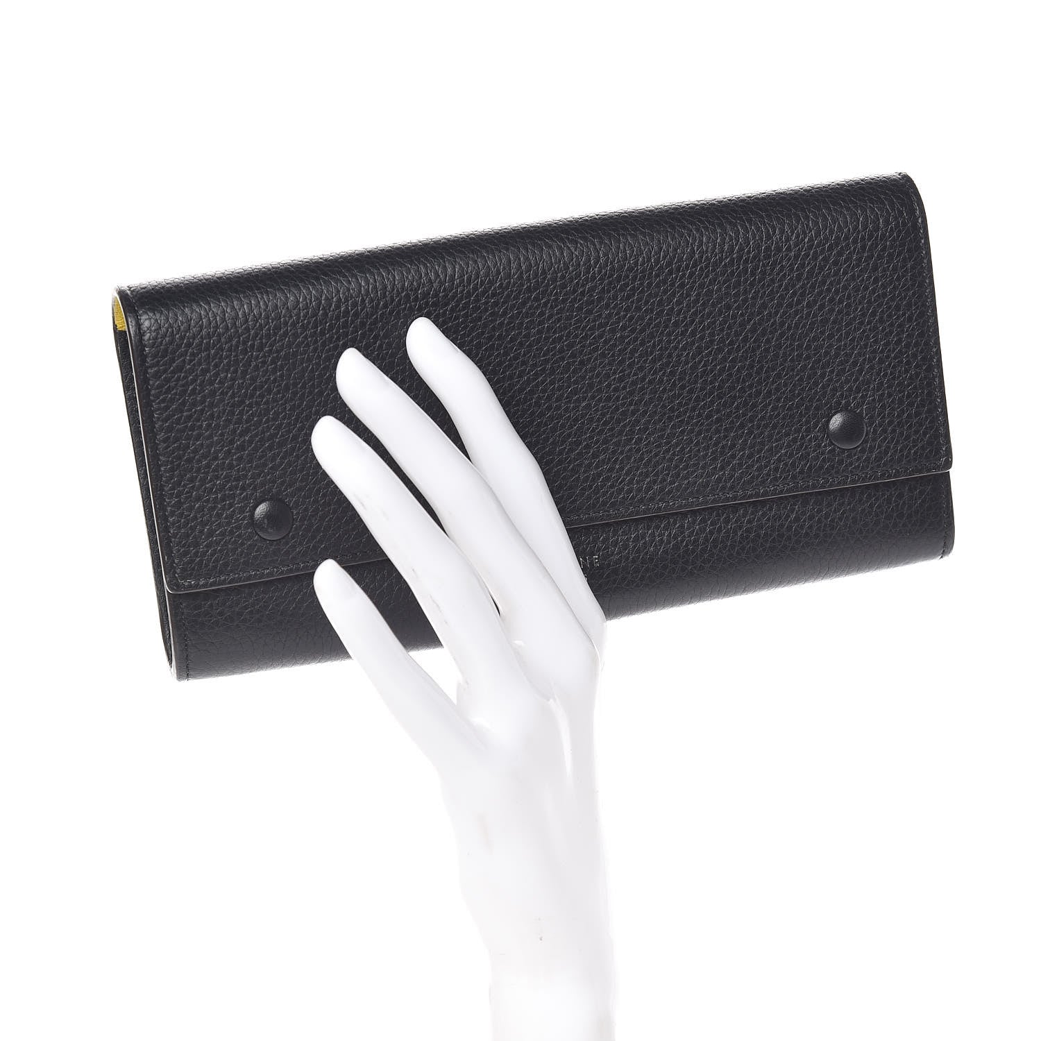 Celine Drummed Calfskin Large Multifunction Flap Wallet Black 2 of 8