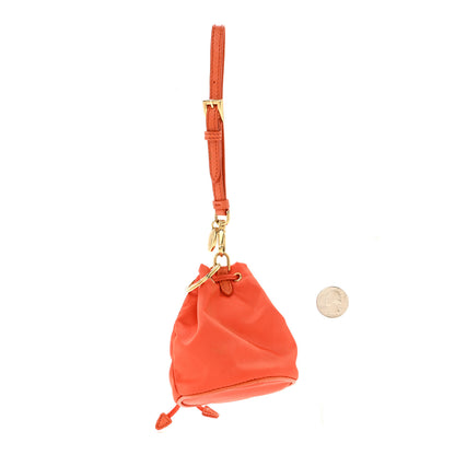 Prada Re-Nylon Saffiano Mini Icon Keychain Charm Arancio 2 of 9