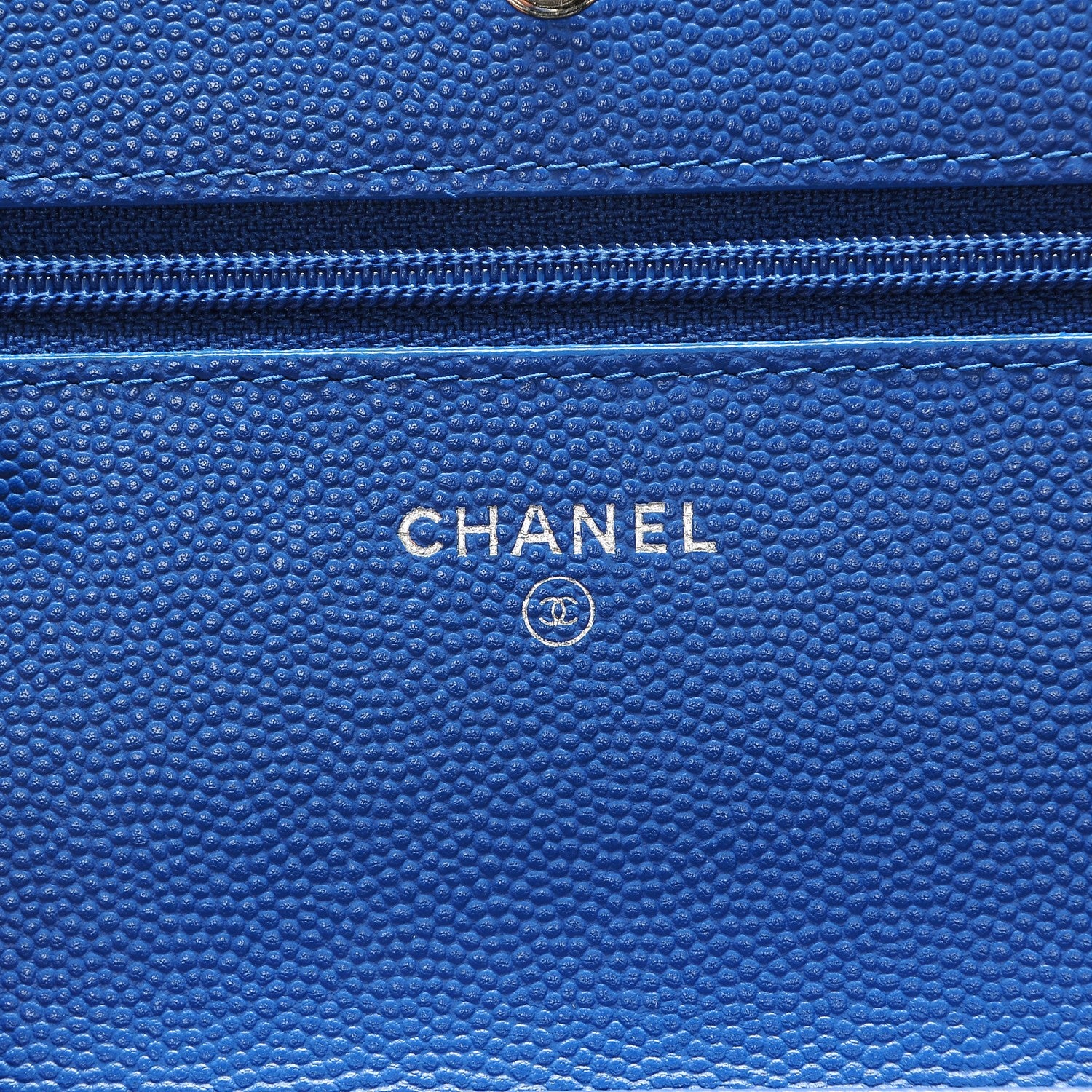 Chanel Caviar Chevron Quilted Wallet On Chain WOC Blue 6 of 8