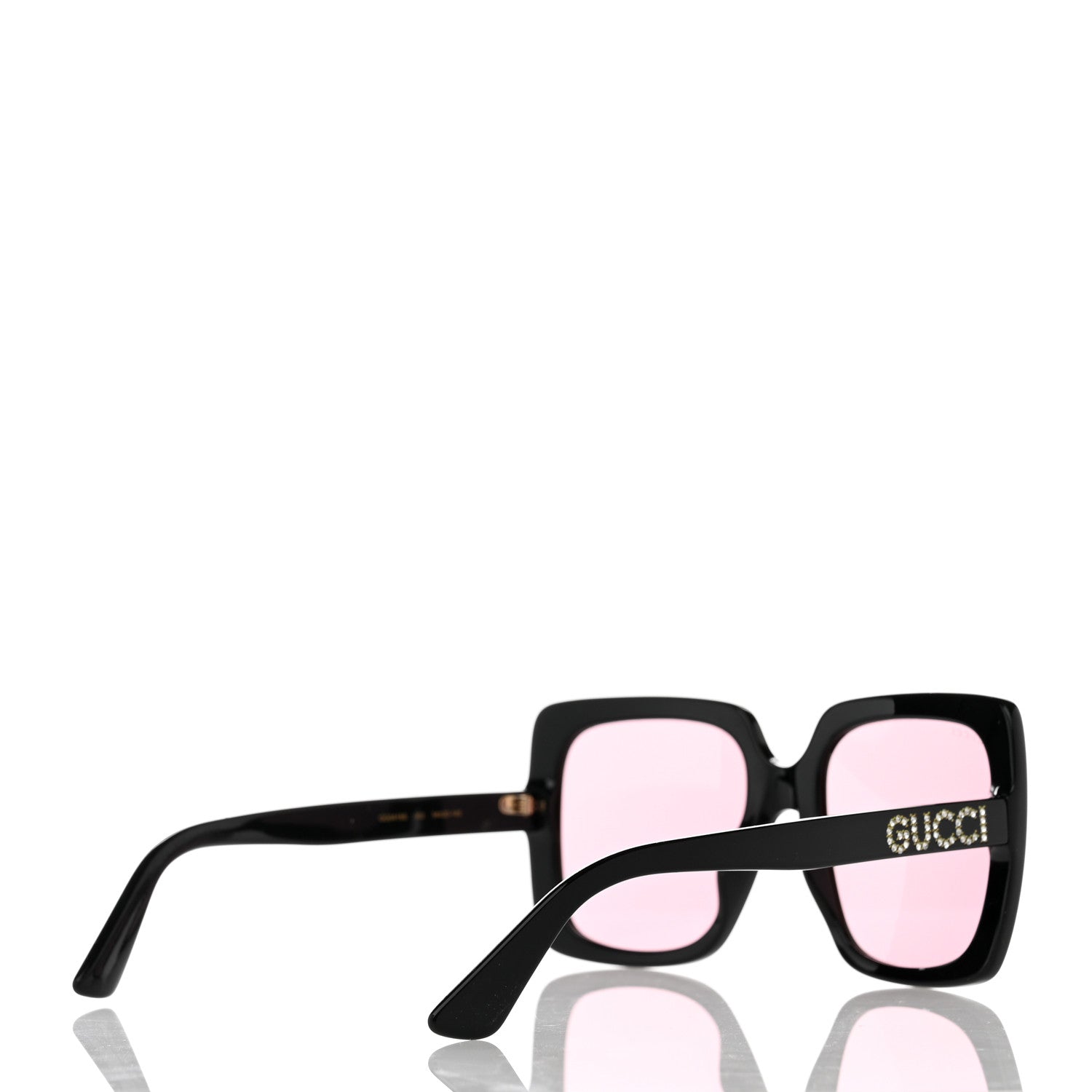 Gucci Crystal Square Frame GG Sunglasses GG0418S Black Pink 4 of 7