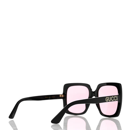 Gucci Crystal Square Frame GG Sunglasses GG0418S Black Pink 4 of 7