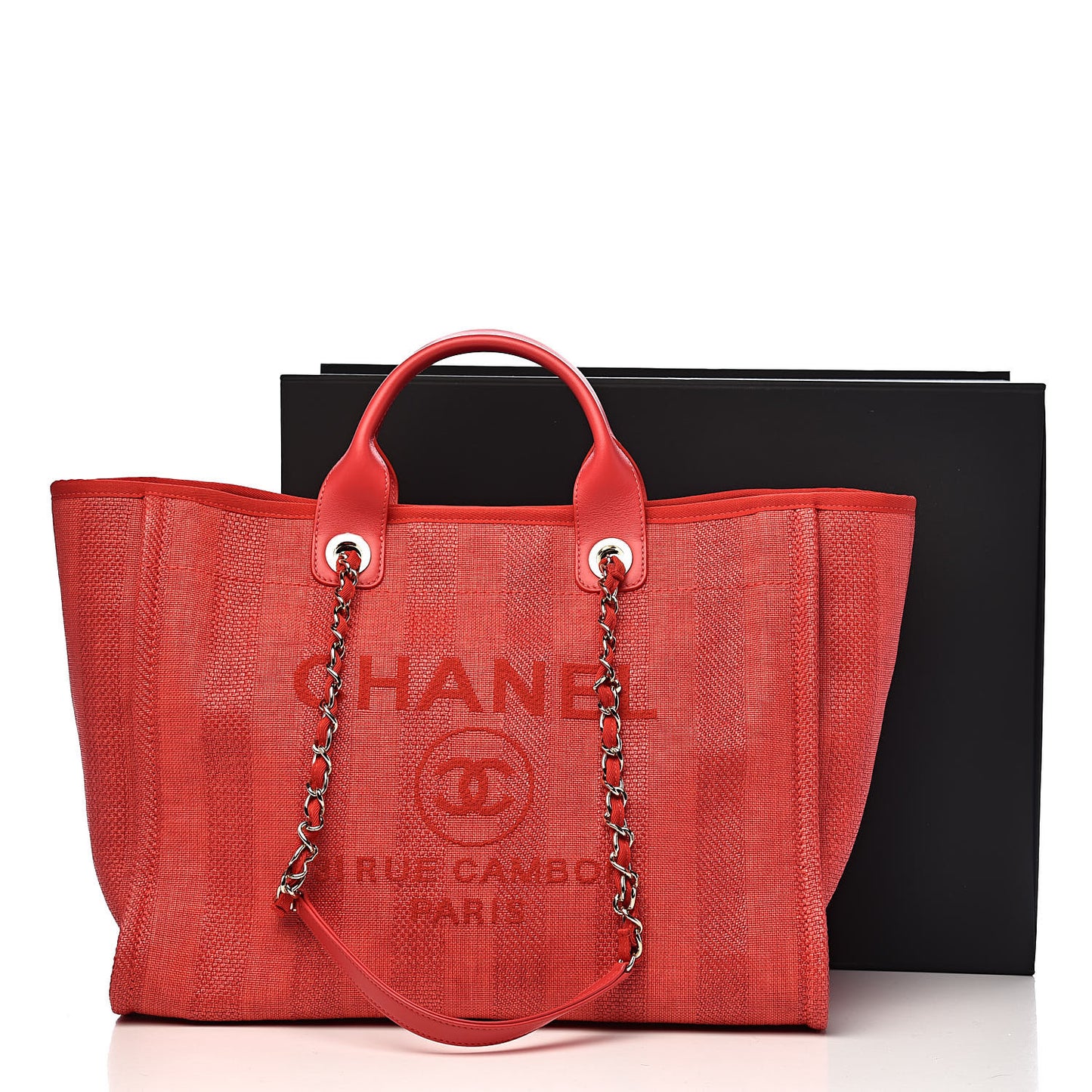 Mixed Fibers Striped Large Deauville Tote Red