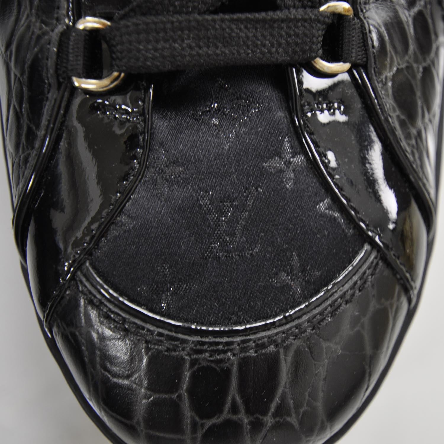 Louis Vuitton Crocodile Satin Monogram Sneakers 11.5 Black 7 of 12