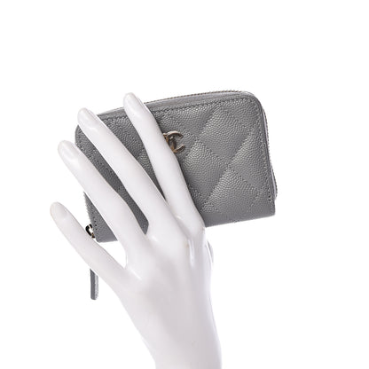 Chanel Caviar Quilted Zip Coin Purse Grey 2 of 8