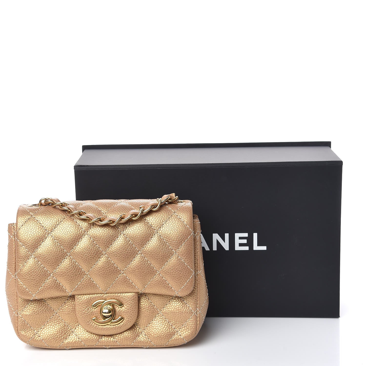 Chanel Metallic Caviar Quilted Mini Square Flap Gold 11 of 11
