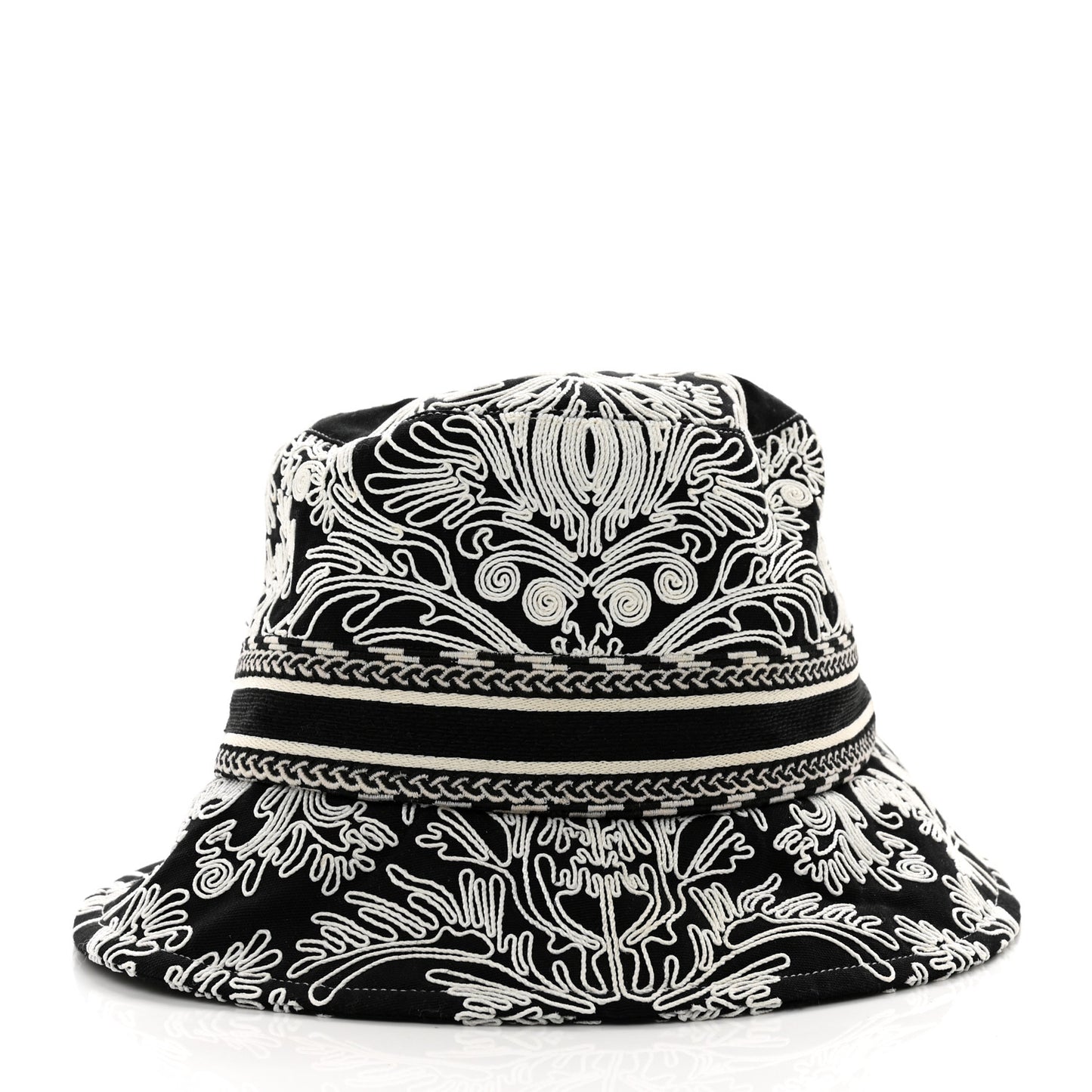 Cotton D-Bobby Small Brim Bucket Hat 57 Black White