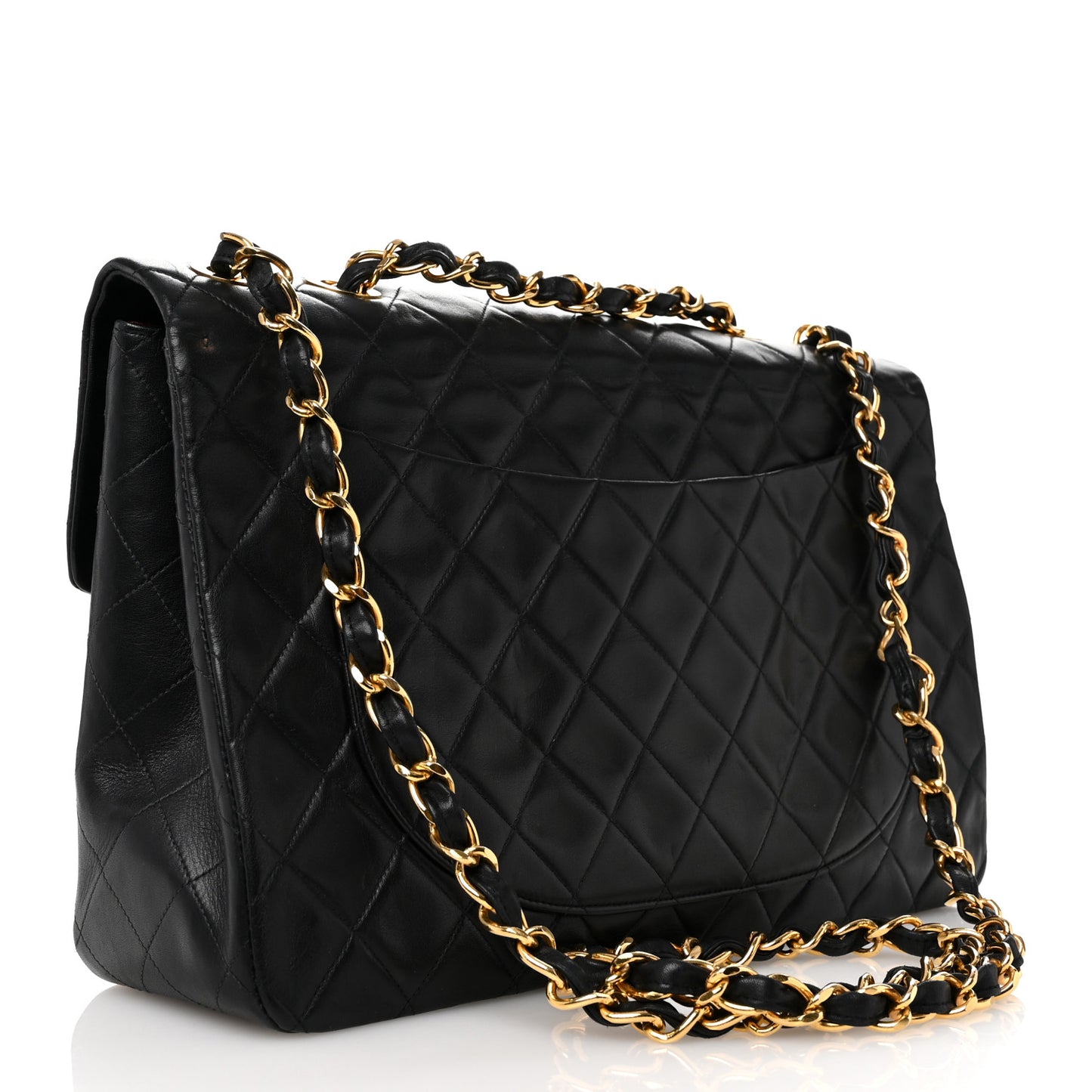 Lambskin Quilted XL Jumbo Single Flap Black