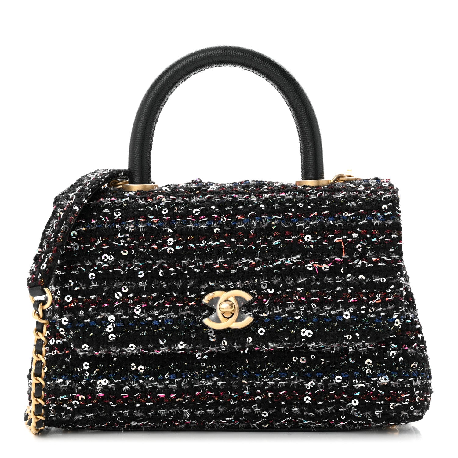 Chanel Tweed Sequin Mini Coco Handle Flap Black 1 of 10