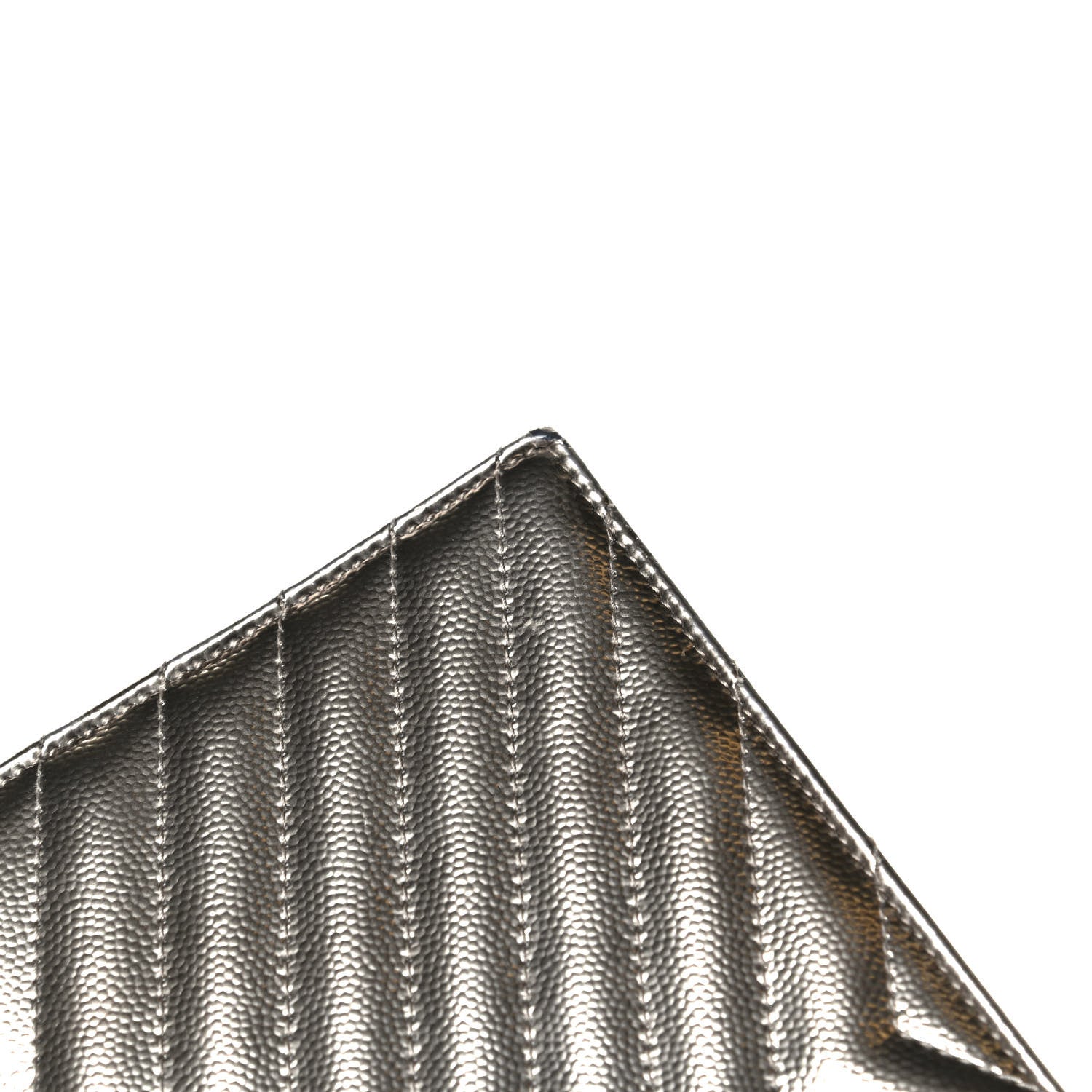 Saint Laurent Metallic Grain De Poudre Matelasse Chevron Monogram Envelope Chain Wallet Piombo Black 9 of 9