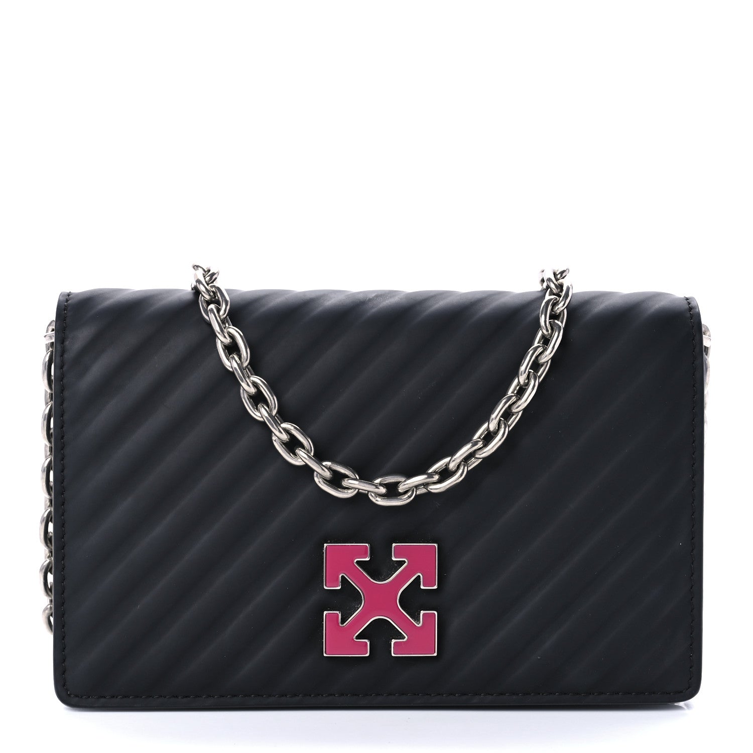 Off-White OFF WHITE Calfskin Diagonal Quilted Jitney 0.5 Crossbody Bag Black 1 of 8