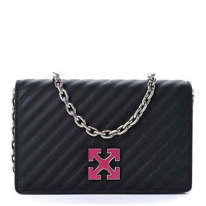 Off-White OFF WHITE Calfskin Diagonal Quilted Jitney 0.5 Crossbody Bag Black 1 of 8