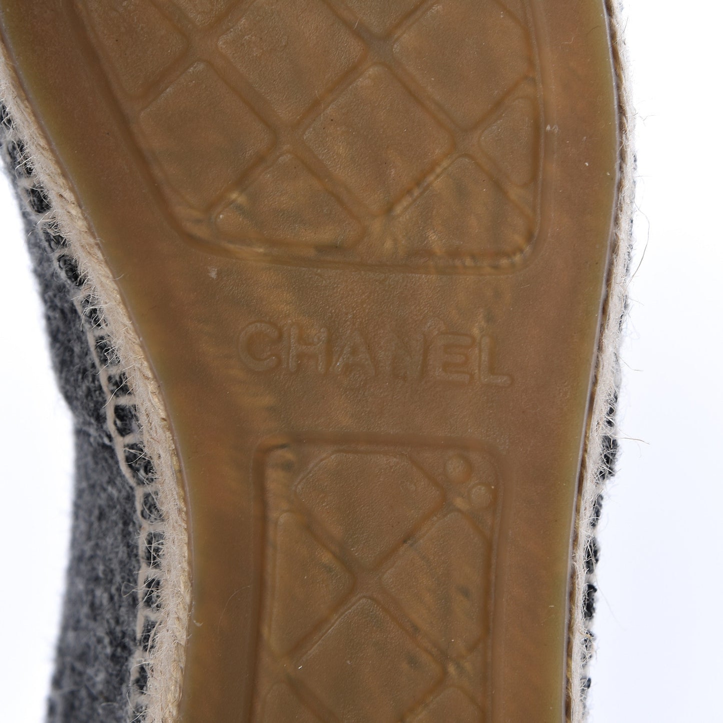 Tweed Velvet CC Espadrilles 36 Grey Black