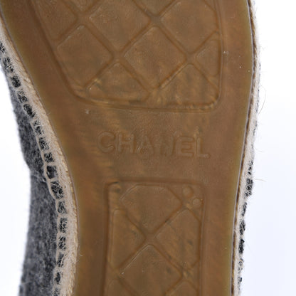 Chanel Tweed Velvet CC Espadrilles 36 Grey Black 7 of 10