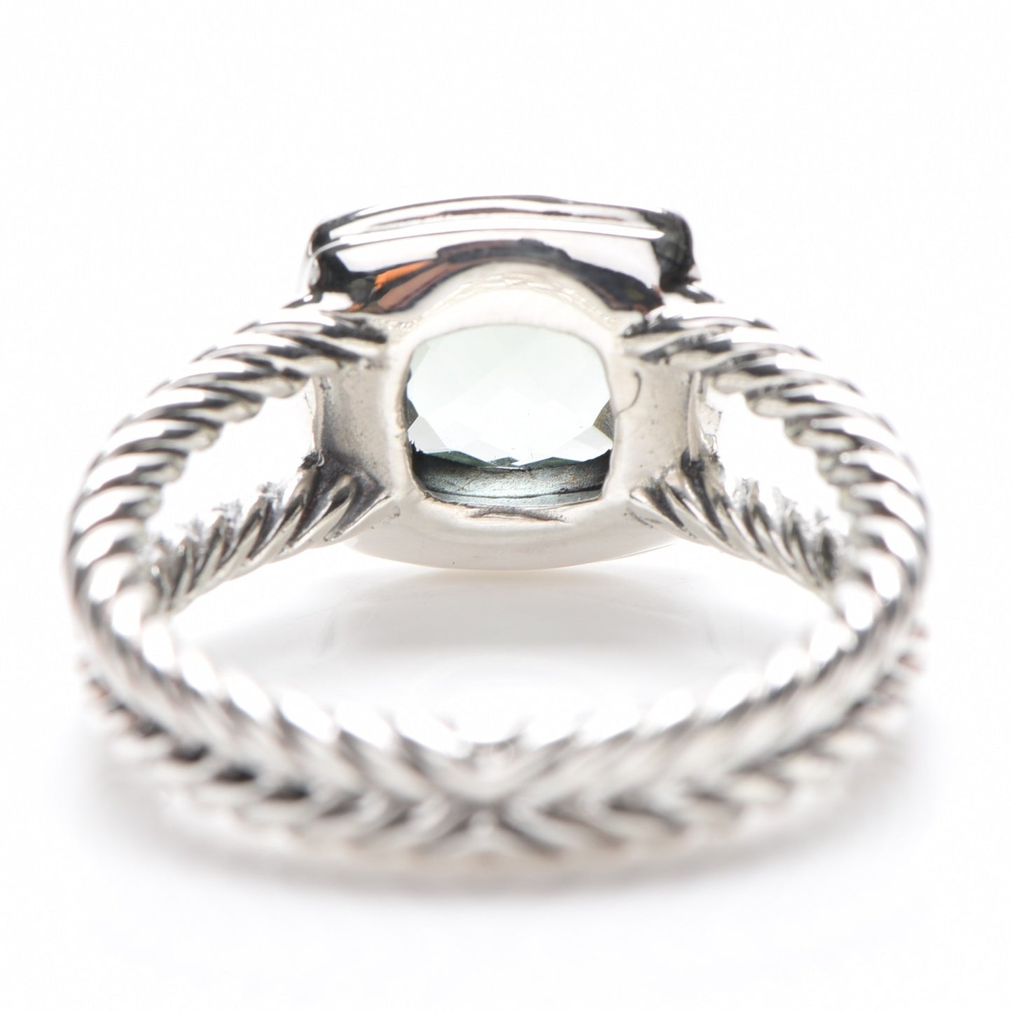 Sterling Silver Diamond Prasiolite 7mm Petite Albion Ring 53 6.5