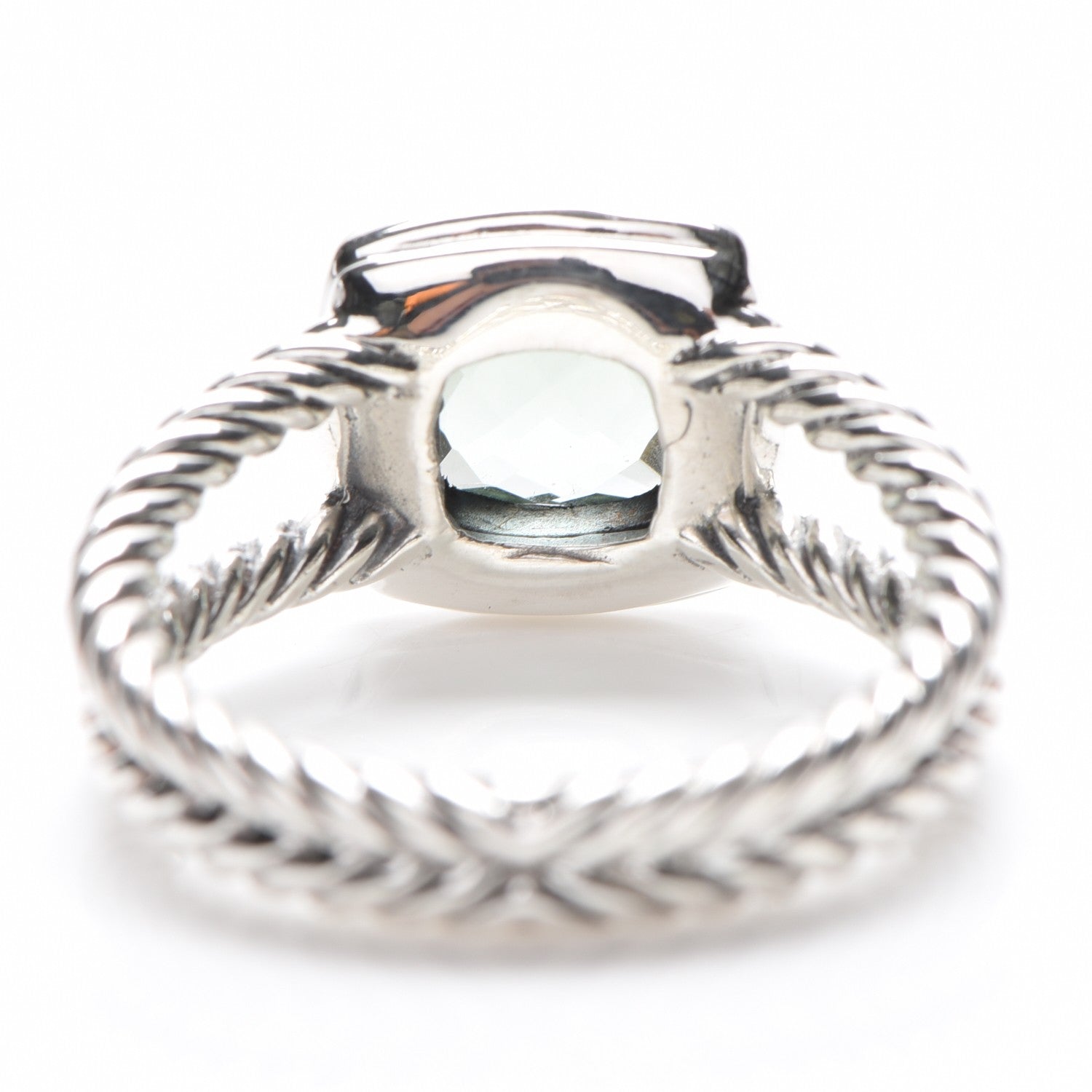 David Yurman Sterling Silver Diamond Prasiolite 7mm Petite Albion Ring 53 6.5 4 of 4