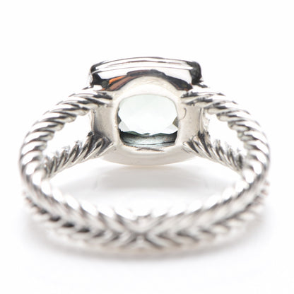 David Yurman Sterling Silver Diamond Prasiolite 7mm Petite Albion Ring 53 6.5 4 of 4