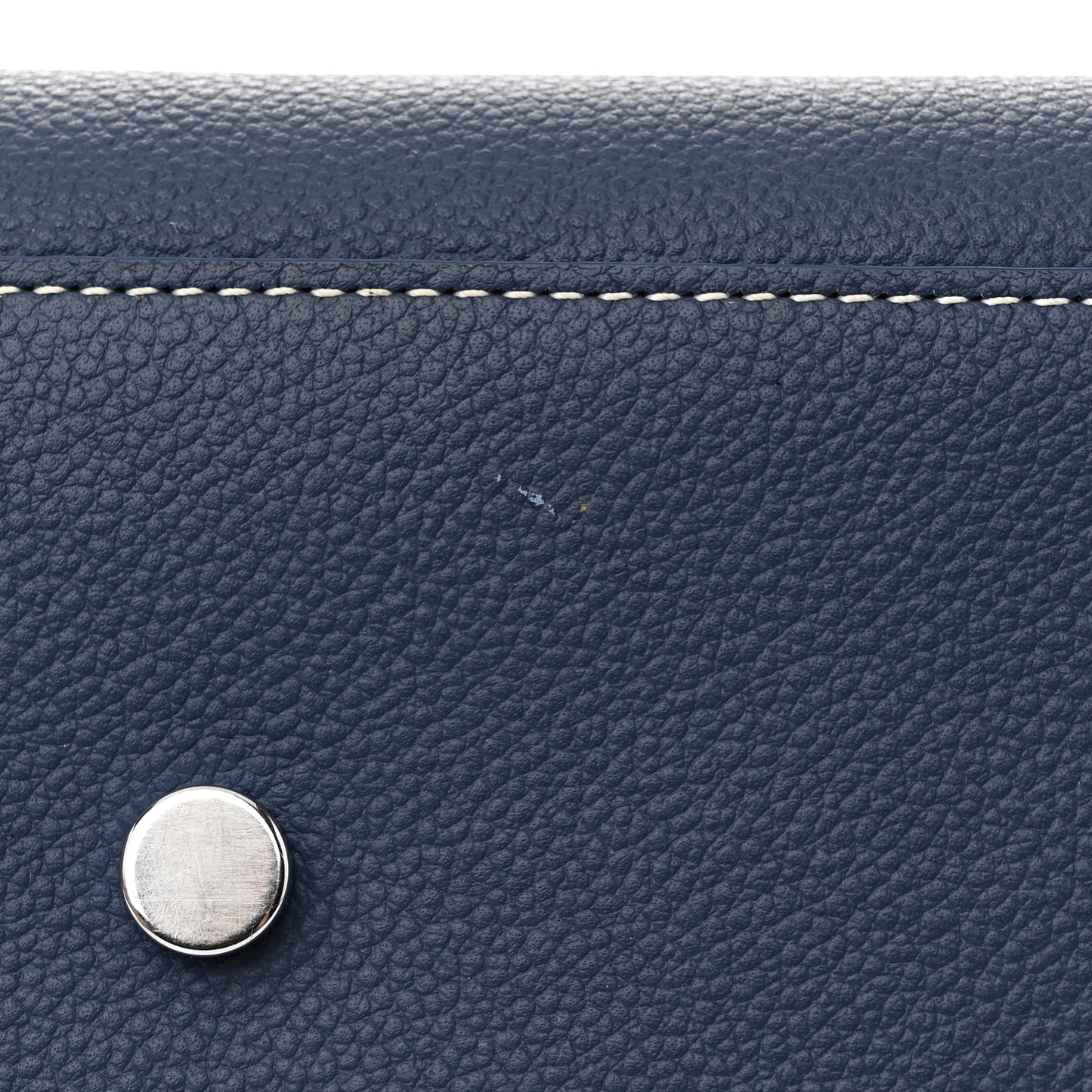Grained Calfskin Topstitch Baby Sac De Jour Denim