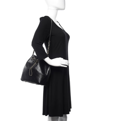 Chanel Calfskin Stitched Drawstring Bag Black 2 of 10