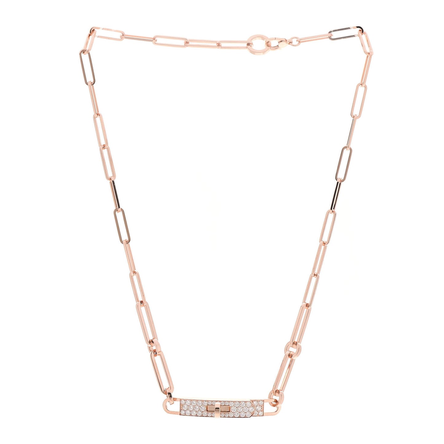 18K Rose Gold Diamond Pave Kelly Chaine Choker Necklace