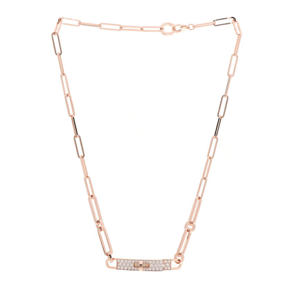 Hermes 18K Rose Gold Diamond Pave Kelly Chaine Choker Necklace 3 of 5
