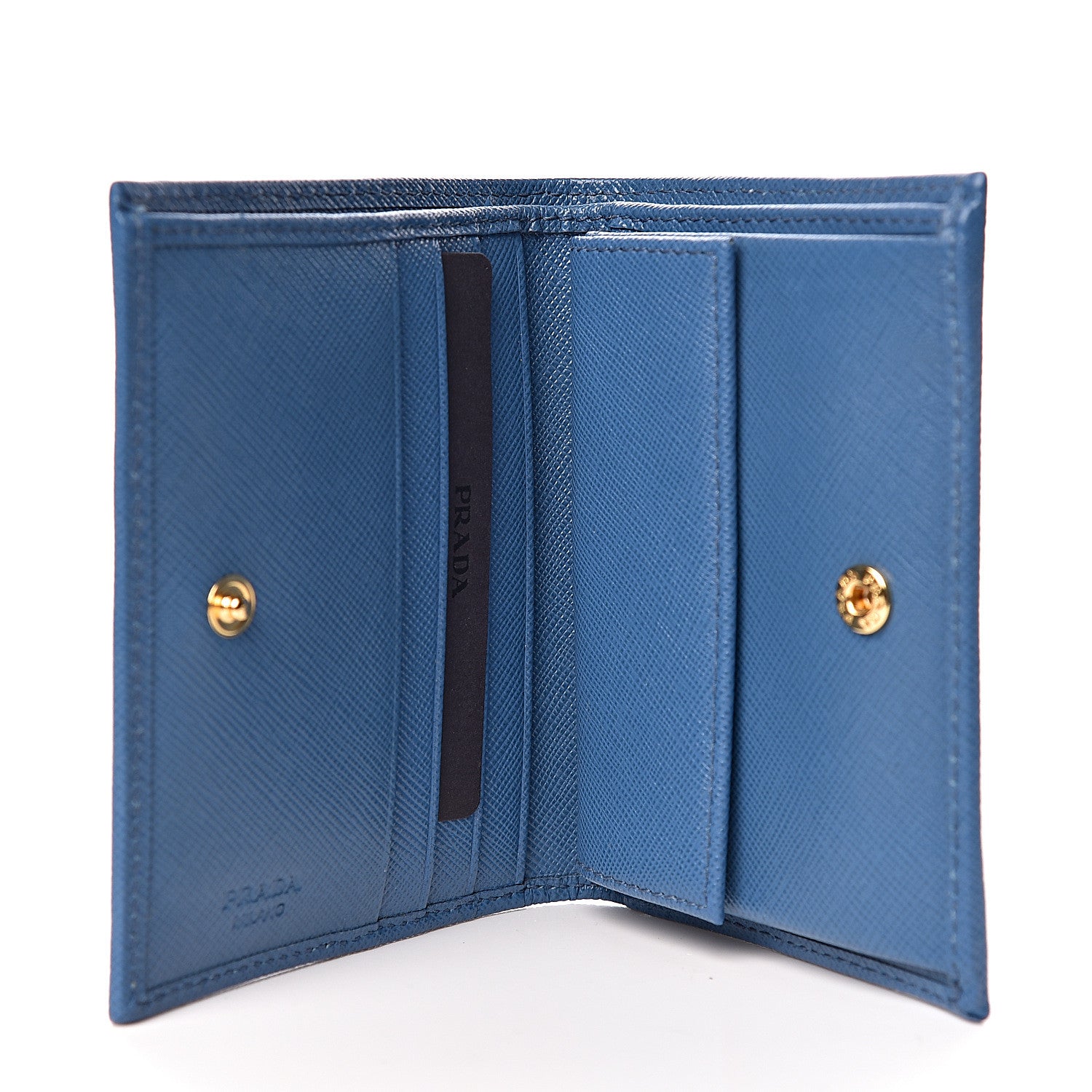 Prada Saffiano Metal Bi-Fold Wallet Cobalto 5 of 8