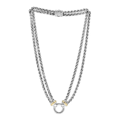 David Yurman Sterling Silver 18K Yellow Gold 8mm Double Wheat Chain Necklace 3 of 4
