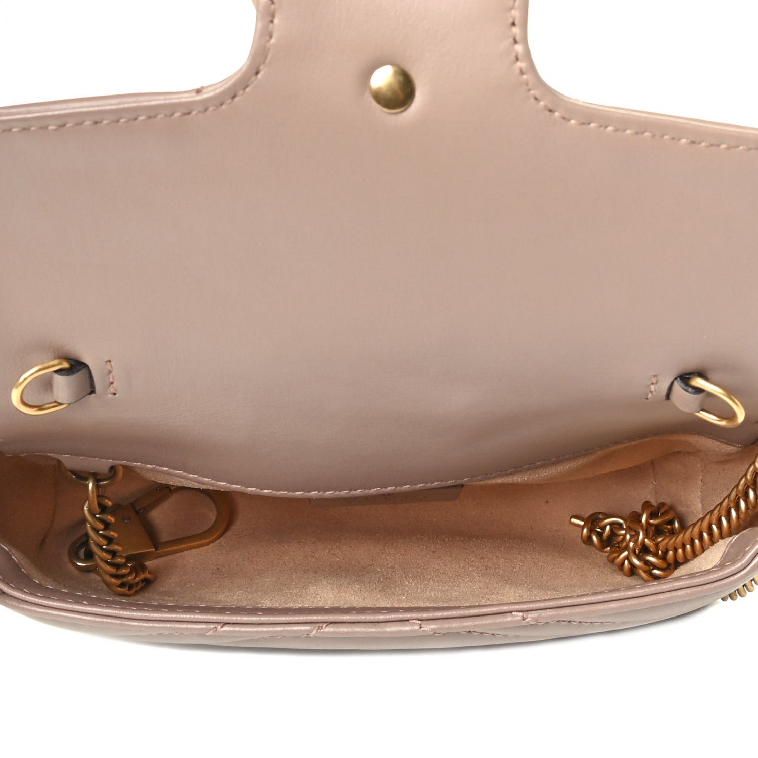 Gucci Calfskin Matelasse Super Mini GG Marmont Shoulder Bag Porcelain Rose 4 of 5