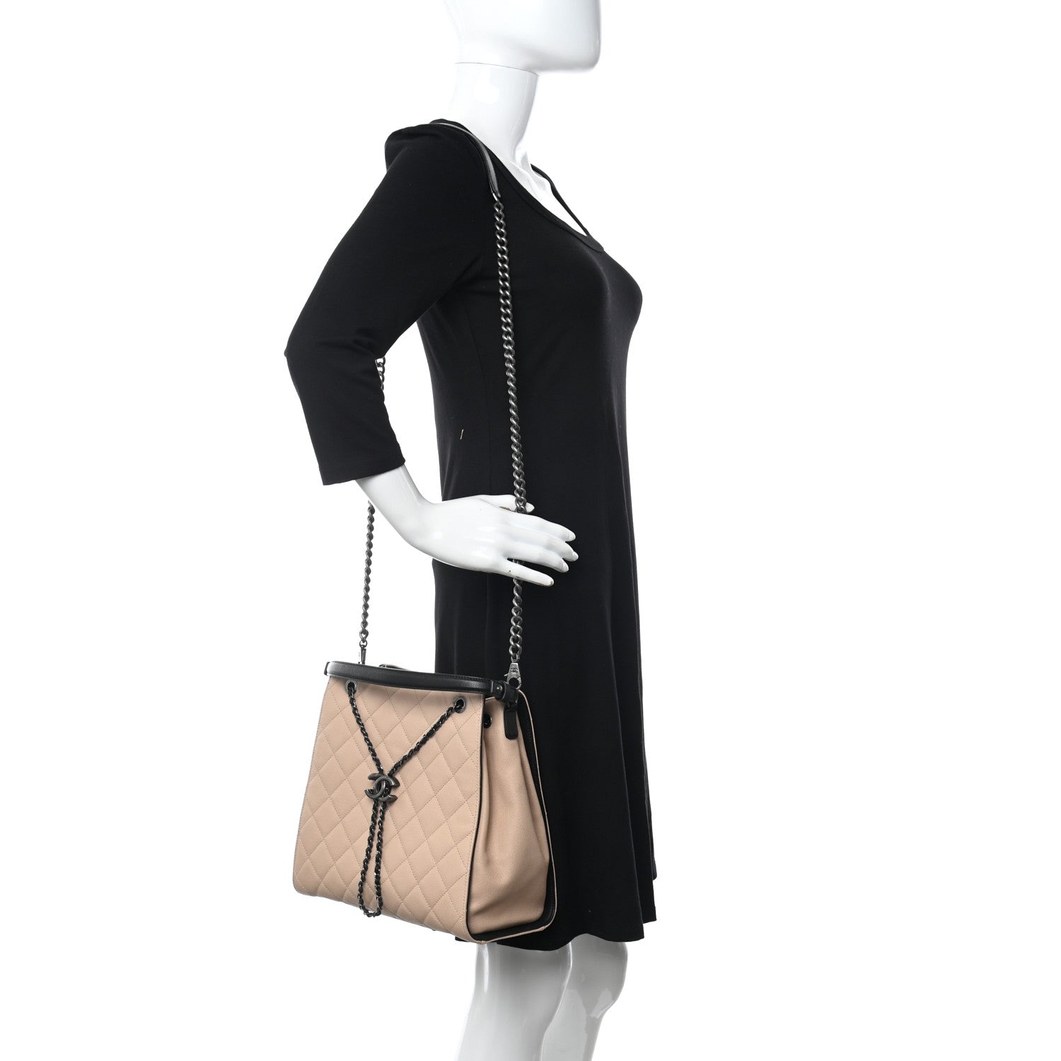 Chanel Caviar Quilted Medium CC Bucket Bag Beige 2 of 10