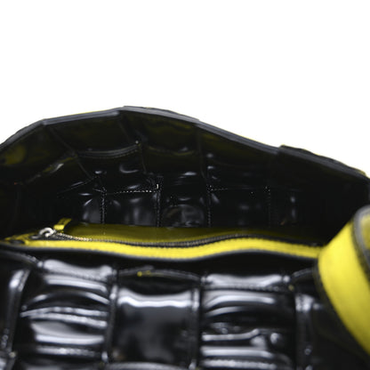 Bottega Veneta Patent Maxi Intrecciato Padded Cassette Crossbody Bag New Chartreuse Black 5 of 11