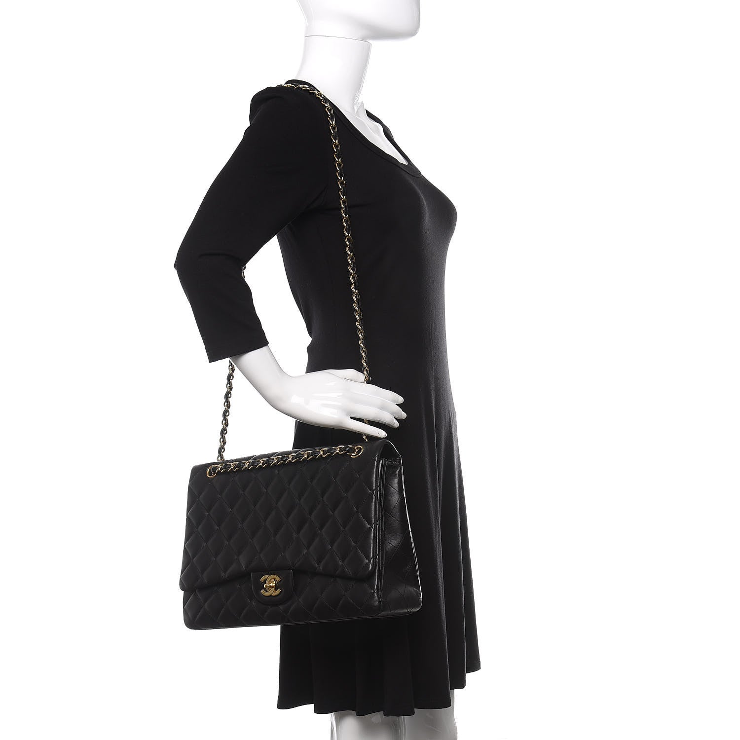Chanel Lambskin Quilted Maxi Single Flap Black 2 of 10