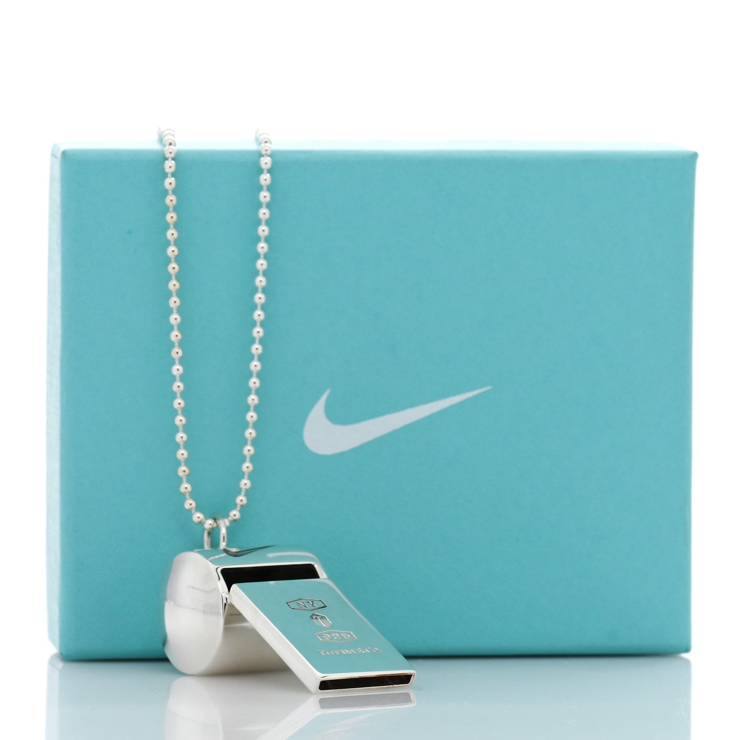 X NIKE Sterling Silver Whistle Pendant Necklace