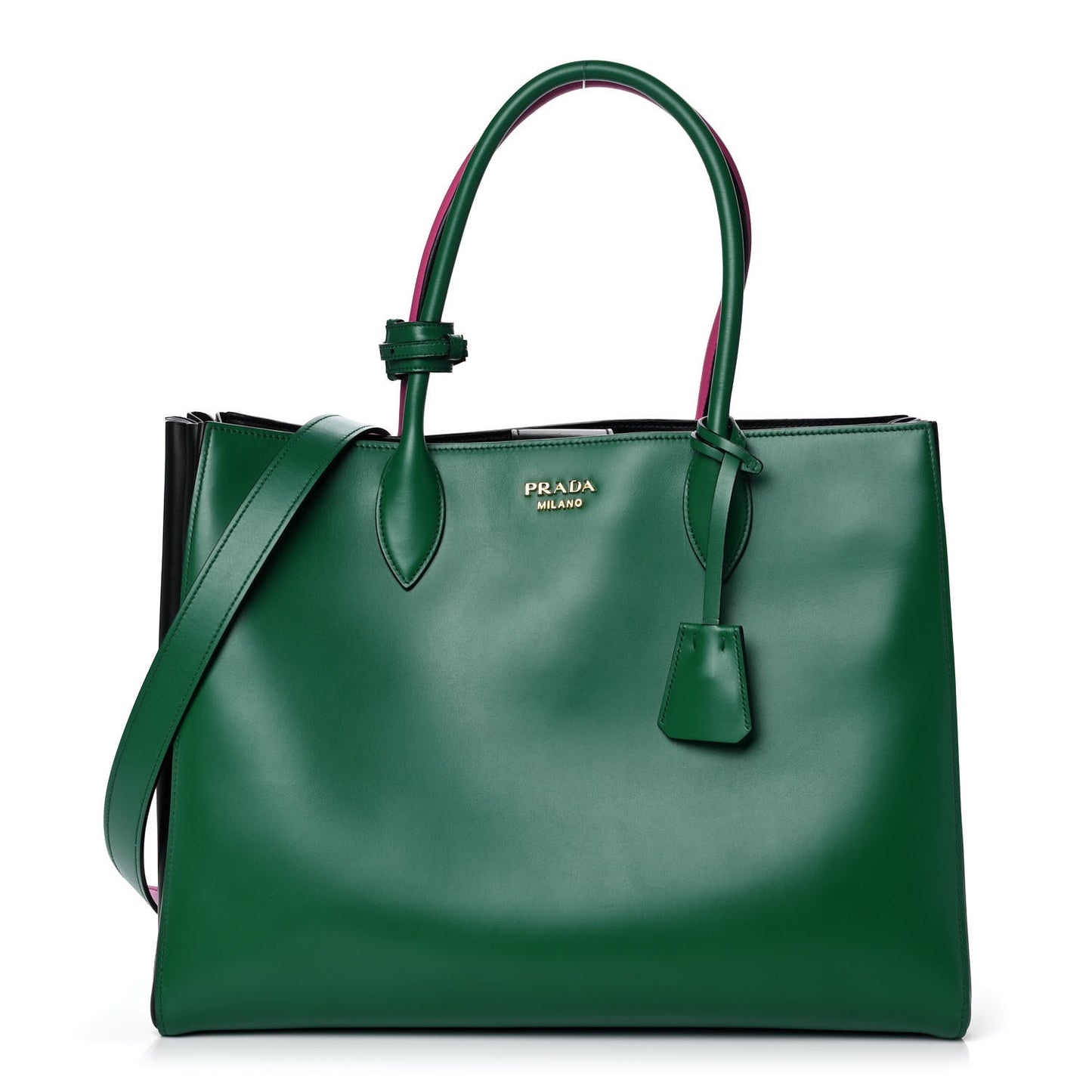 City Calfskin Medium Colorblock Bibliothèque Tote Green Pink