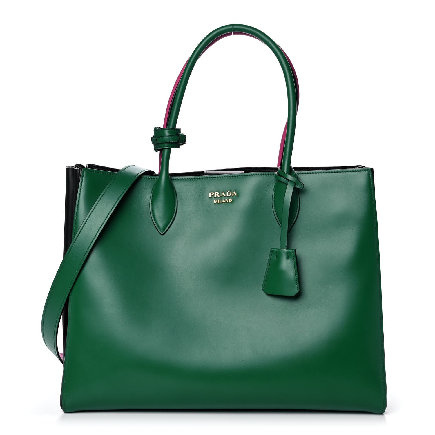 Prada City Calfskin Medium Colorblock Bibliothèque Tote Green Pink 1 of 9