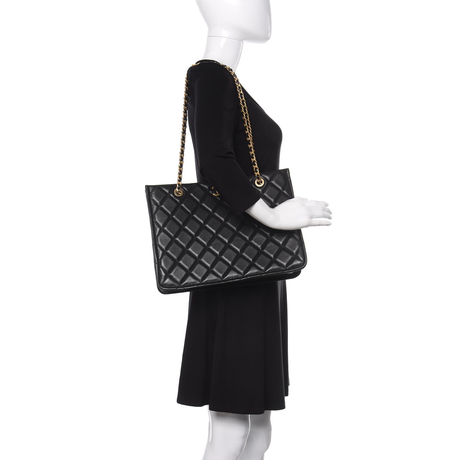 Chanel Caviar Quilted Sweet Classic Shopping Tote Black 2 of 10