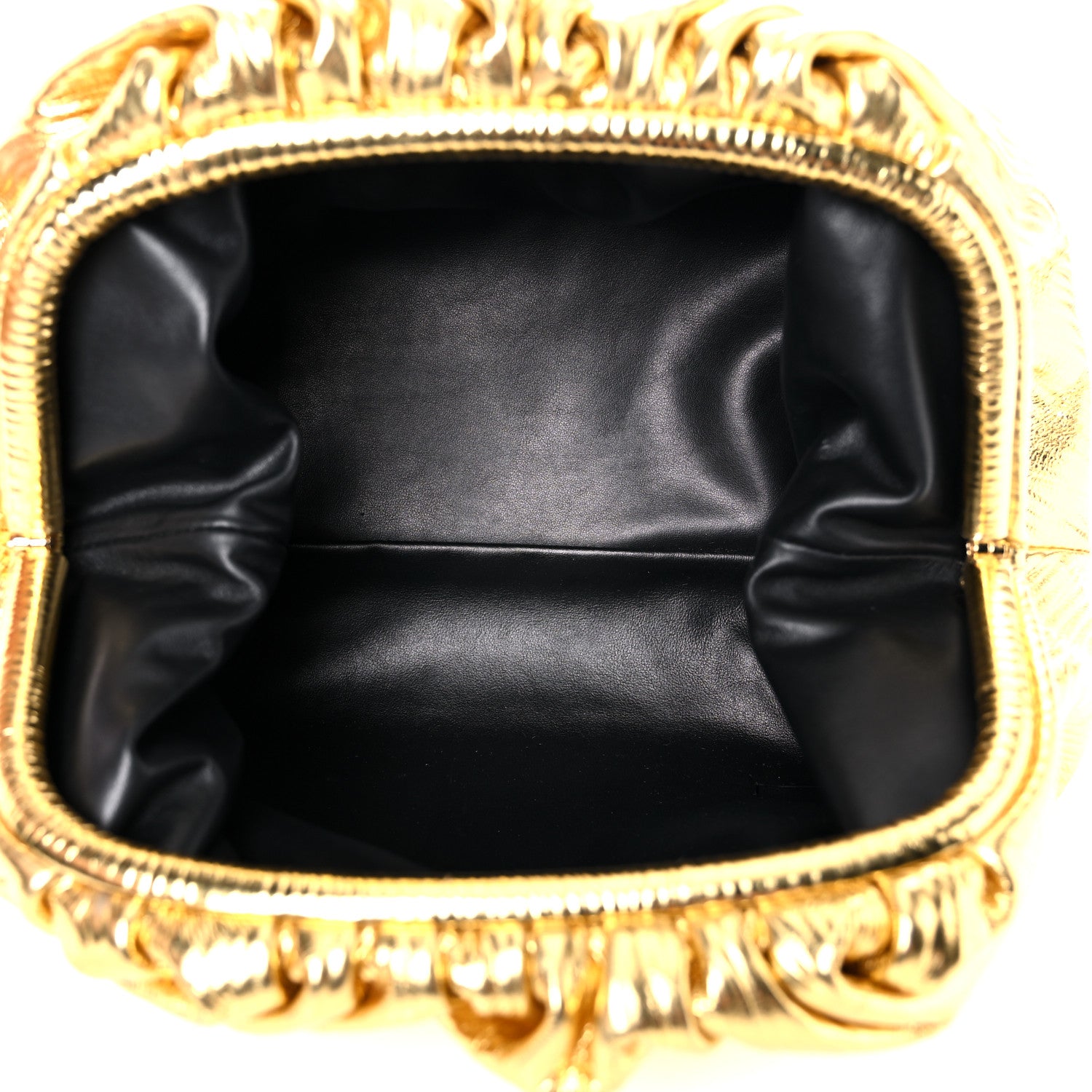 Bottega Veneta Metallic Bark Calfskin Embossed The Pouch Oversized Clutch Oro 5 of 12