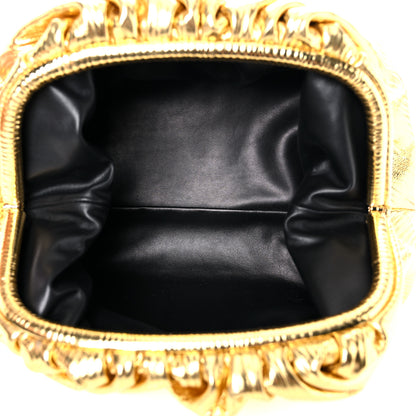 Bottega Veneta Metallic Bark Calfskin Embossed The Pouch Oversized Clutch Oro 5 of 12