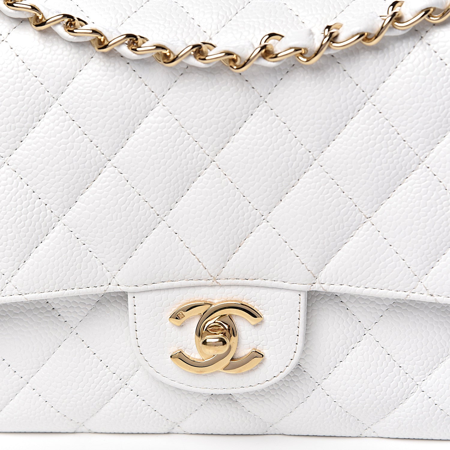Chanel Caviar Quilted Medium Double Flap White 15 of 15