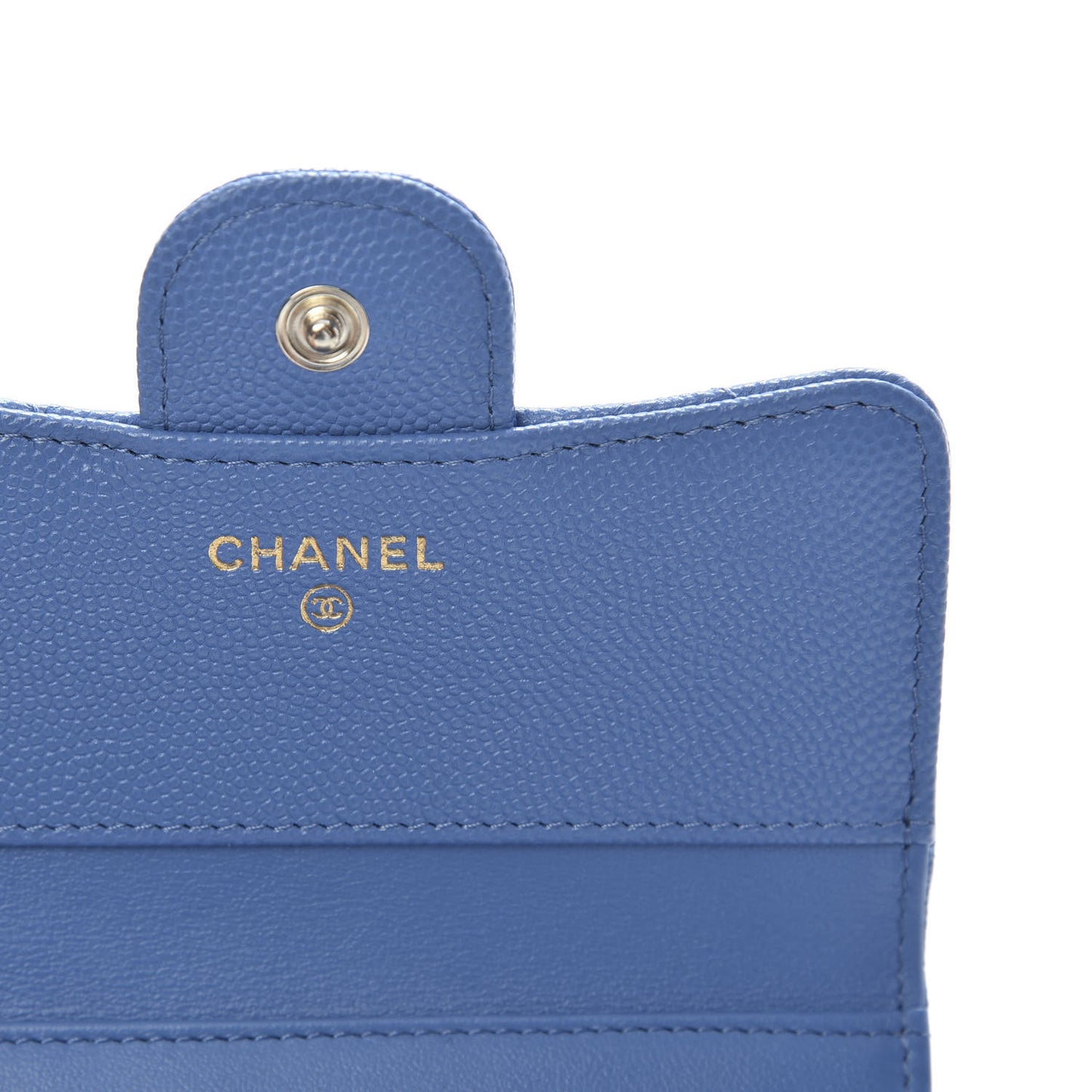 Caviar Quilted Compact Flap Wallet Blue