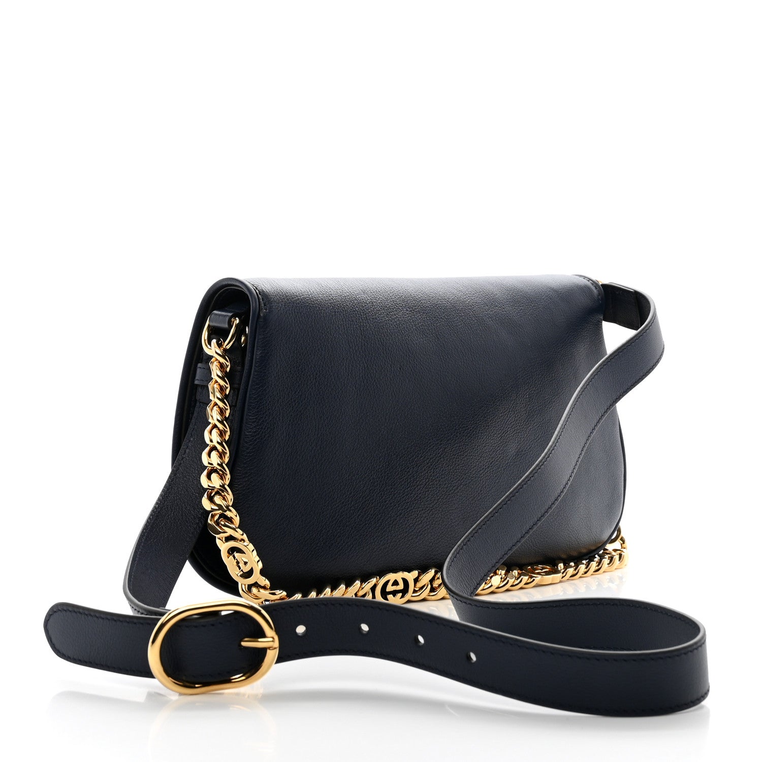 Gucci Roxy Calfskin Blondie Chain Shoulder Flap Bag Blue Agata 3 of 9