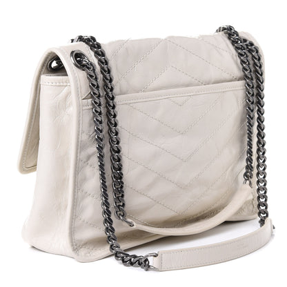 Saint Laurent Crinkled Calfskin Matelasse Monogram Medium Niki Chain Satchel Ivory 2 of 4
