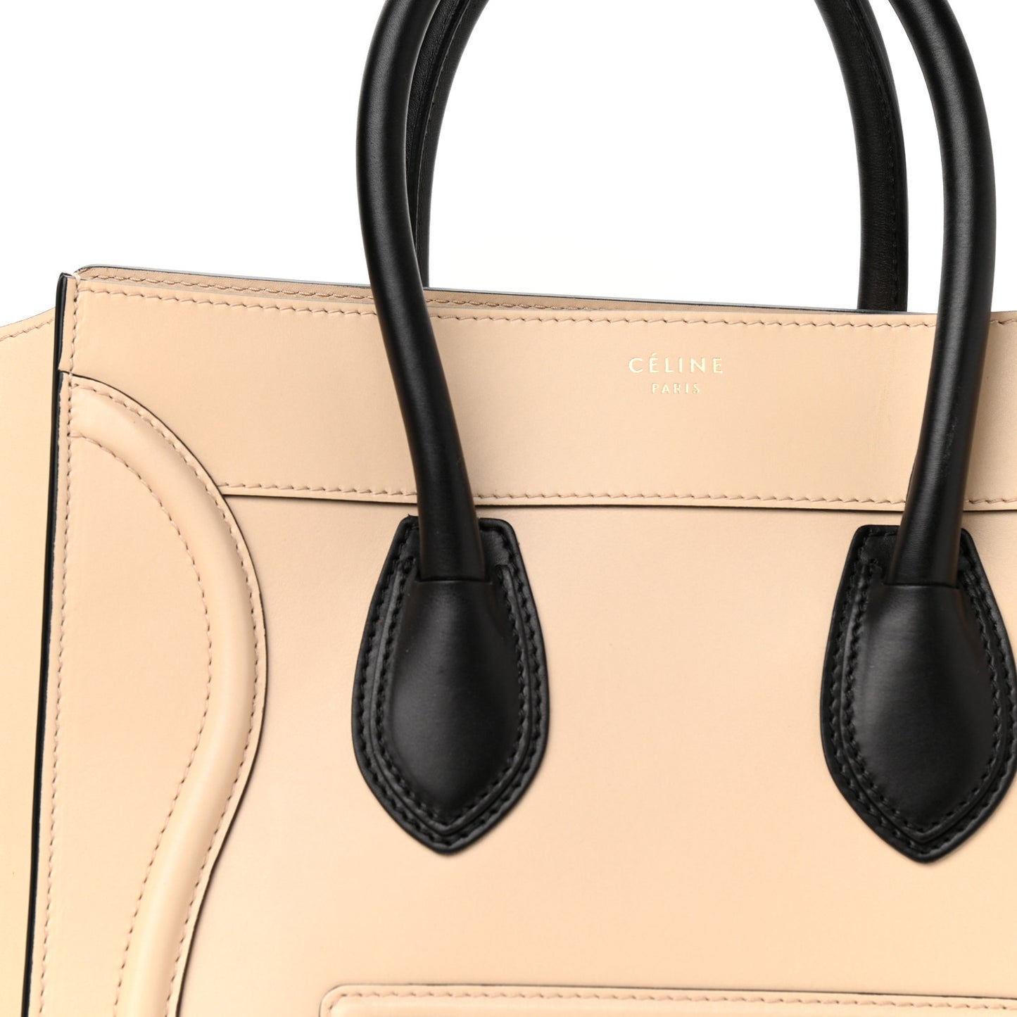 Satin Calfskin Mini Bi-Color Luggage Powder Black