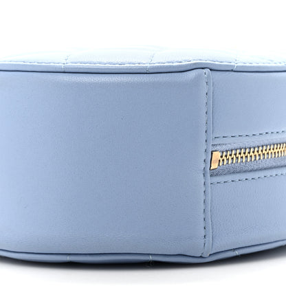 Chanel Lambskin Quilted Round Clutch With Chain Light Blue 9 of 10