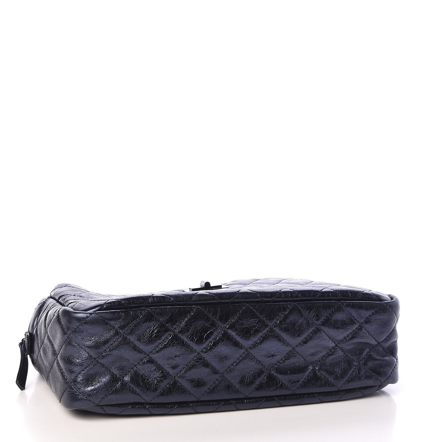 Metallic Aged Calfskin Quilted Medium Reissue Camera Case Bag Blue