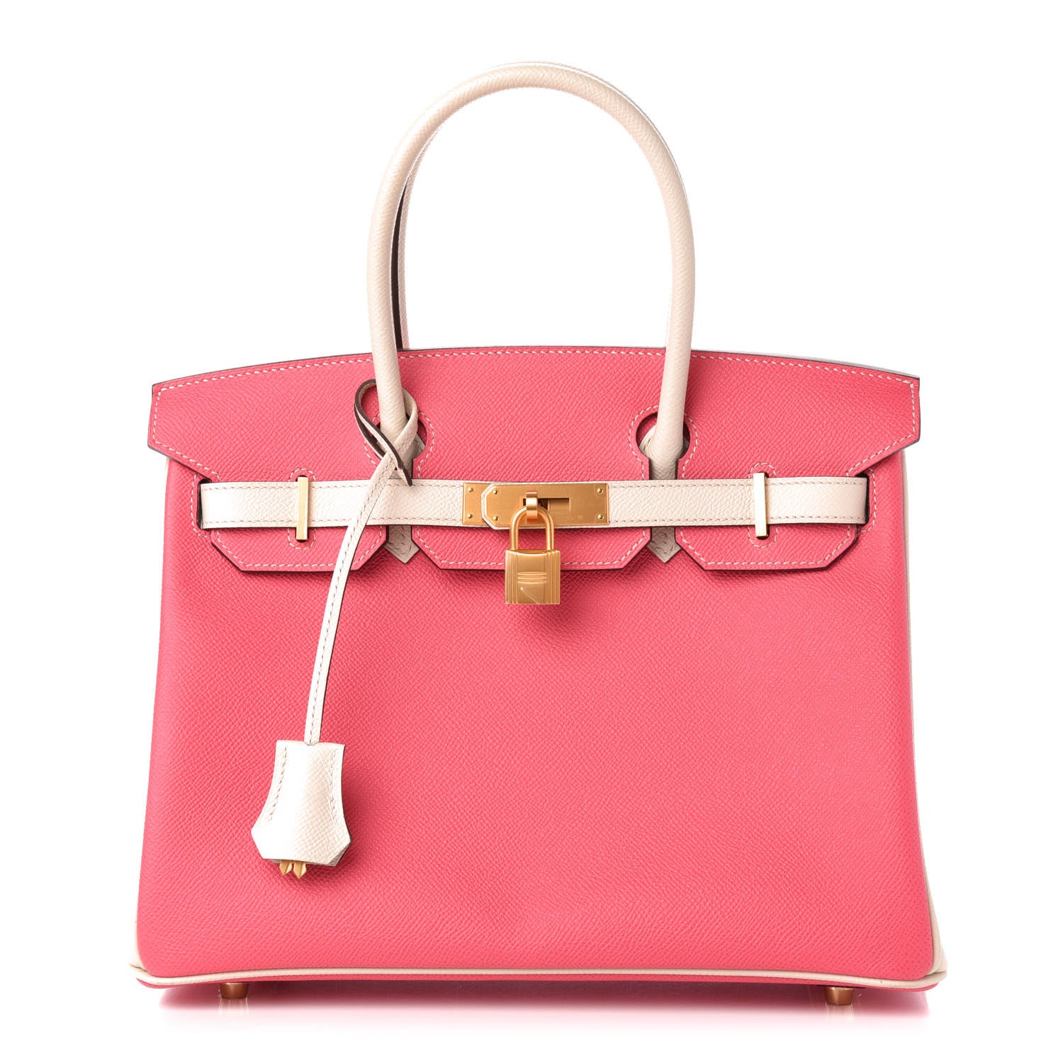 Hermes Epsom Horseshoe Birkin 30 Rose Azalee Craie 1 of 11