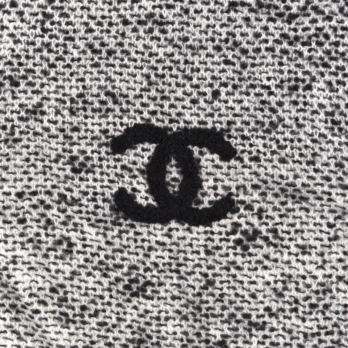 Cashmere Silk Wool CC Stole Black White